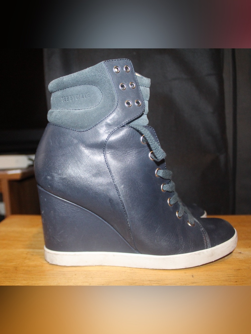 See By Chloe Wedge Lace-Up High Sneakers
